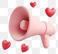 PNG Chubby 3d pink megaphone hearts communication announcement.