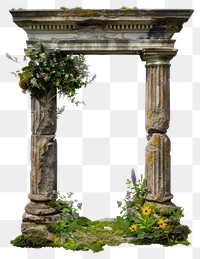 PNG Cracked Greek pillar arch flowers architecture columns.