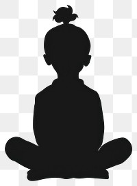 PNG Kid sit silhouette black white mindfulness.