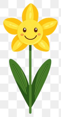 PNG Cute smile narcissus flower illustration yellow green.