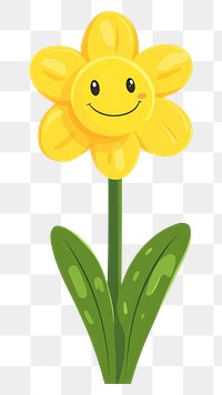 PNG Cute smile narcissus flower illustration yellow green.