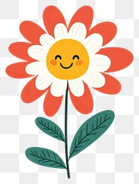 PNG Cute smile daisy flower illustration petals leaf.