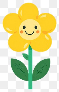 PNG Cute smiling flower illustration yellow leaves.