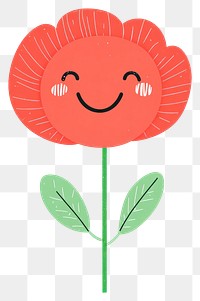 PNG Cute smile poppy flower illustration leaves green.