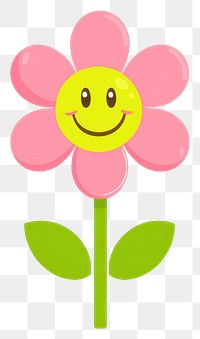 PNG Cute smile flower petals green pink.