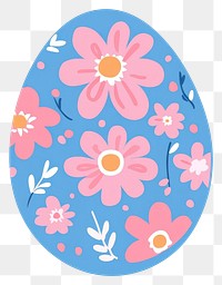 PNG Easter egg flowers pattern blue.