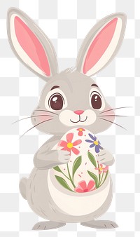 PNG Rabbit holding easter egg illustration bunny art.