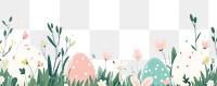 PNG Easter eggs on green grass and flowers border illustration graphics easter.