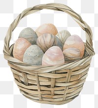 PNG Easter eggs basket illustration watercolor.