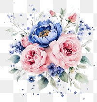 PNG Watercolor of floral bouquet roses watercolor flowers.