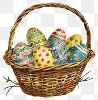 PNG A basket easter eggs traditional celebration decorative.