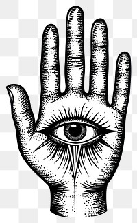 PNG Hand has eye art illustration design.