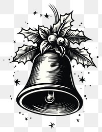 PNG Christmas bell illustration black white.