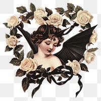 PNG Gothic wedding Devil roses illustration vintage.