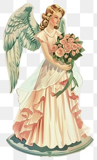 PNG Angel statue wedding illustration vintage style.