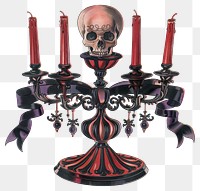 PNG Gothic wedding candelabra vintage ribbons candle.