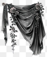 PNG Gothic wedding curtains decorated illustration vintage roses.