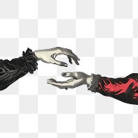 PNG Gothic wedding engagement hands illustration vintage black.