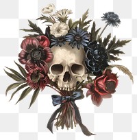 PNG Gothic wedding flower bouquet flowers illustration vintage.