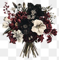 PNG Gothic wedding flower bouquet illustration vintage art.