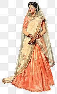 PNG Indian bride wedding illustration clothing.