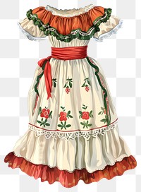 PNG Mexican wedding dress illustration costume vintage.