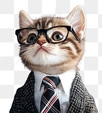 PNG Cute kitten wearing glasses animal photo cute.