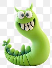 PNG Monster green worm cute.