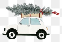 PNG Christmas car tree illustration background.