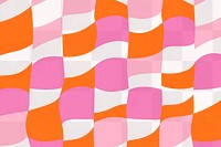 PNG Funky checkers pattern orange pink tablecloth.