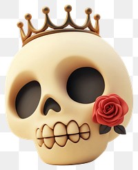 PNG Skull illustration crown rose.