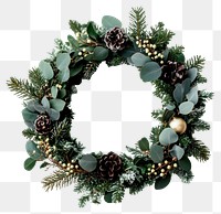 PNG Christmas dark green round wreath decoration eucalyptus ornament.