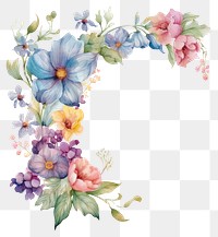 PNG A flower corner frame flowers illustration watercolor.