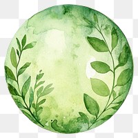 PNG Watercolor green globe leaf art artistic.