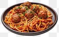 PNG An isolated meat ball spaghetti on a stone plate food meatballs pasta.