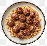 PNG An isolated meat ball spaghetti on a modern ceramic plate food meatballs traditional.