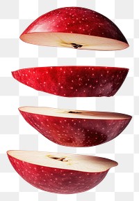 PNG An isolated several red apple slice floating fruit photography minimalist.