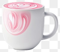 PNG A ceramic white mug of artist pink latte beverage coffee drink.