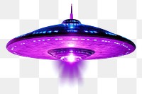 PNG An isolated shiny UFO lights purple black.