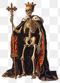 PNG Skeleton king art illustration medieval.