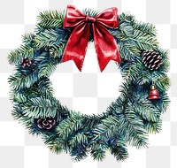 PNG Green Pine Christmas Wreath wreath christmas ribbon.