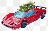 PNG Sport car with christmas tree illustration sports red.