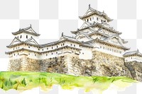 PNG Castle architecture watercolor himeji.