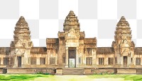 PNG Landmark watercolor angkor architecture.