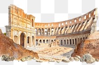 PNG Colosseum interior in Rome colosseum landmark watercolor.