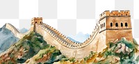 PNG China great wall landmark watercolor china.