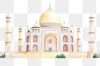 PNG Taj mahal architecture watercolor landmark.