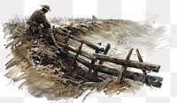 PNG WW1 trench with sorrow british soldier art illustration historical.