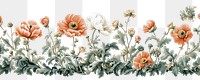 PNG Opium flowers borders art painting pattern.