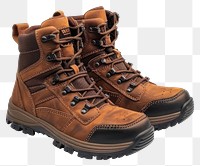 PNG Brown waterproof boots footwear leather hiking.